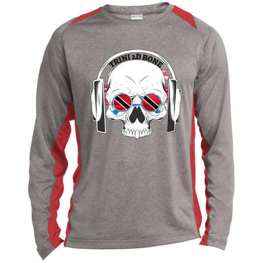 Trini 2D Bone Long Sleeve Heather Colorblock Performance Tee
